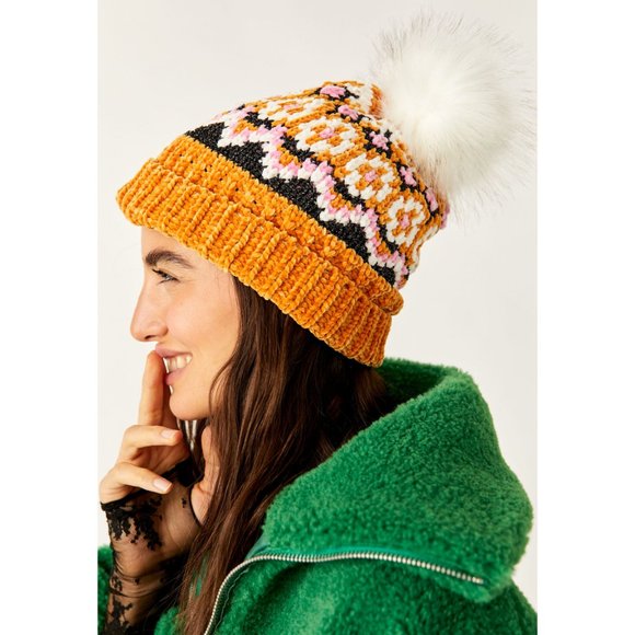 ?FREE PEOPLE Chalet Fairisle Pom Beanie / Mustard Combo? main image 4